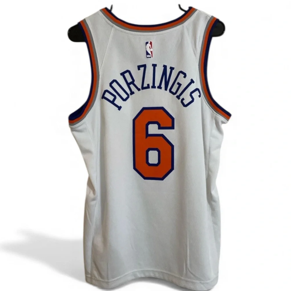 adidas Kids White Basketball Jersey with Orange and Blue Accents LENGHT +2” - Picture 2 of 3